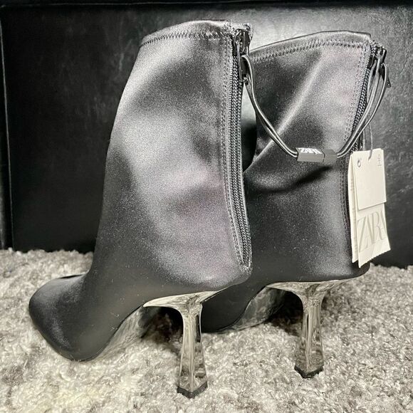 NWT Zara Metallic Heeled Ankle Boots - Picture 7 of 9